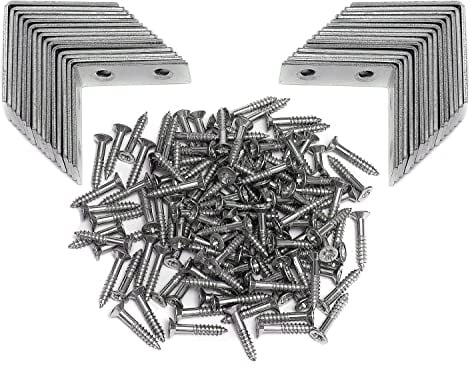 Angle Brackets - Zinc Plated Steel Corner Brackets for Wood, Shelves - 16mm /0.63 Wide 40mm /1.57 Long with Screws - 30 Pack By Brackit