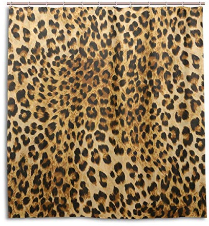 CPYang Duschvorhänge Wildtier Leopard Druck Wasserdicht Schimmelresistent Badvorhang Badezimmer Home Decor 168 x 182 cm mit 12 Haken