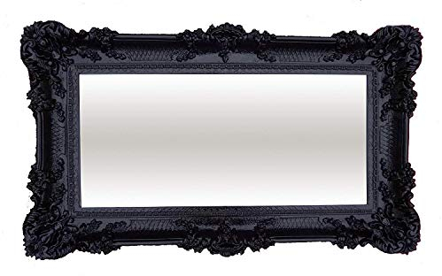 XXL Barockspiegel Wandspiegel Schwarz 96x57cm Antik Barock Rokoko Wanddeko Luxuriös Retro Look NEU 75SP
