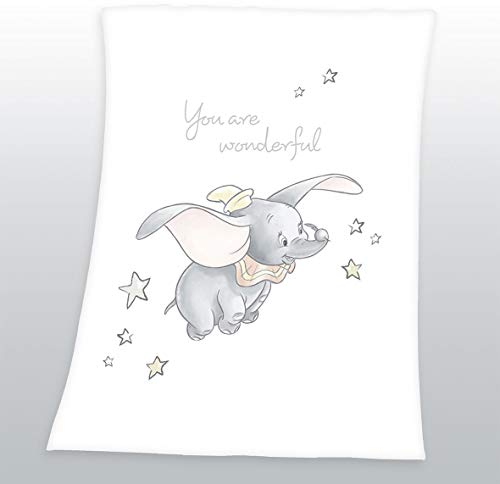 Herding DISNEY DUMBO Coperta in Pile per Bambini, 75 x 100 cm, Poliestere, Bianco