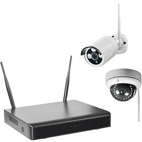 WLAN-NVR mit 2 Funk-Außenkameras WR100B+WR100D, 2TB Festplatte HDD WiFi