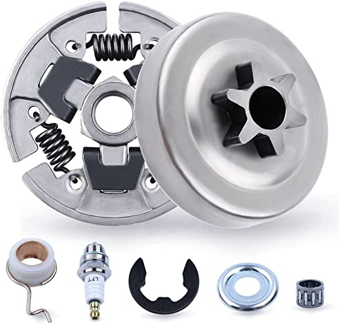 3/8 Kettenrad und Kupplung Kit für STIHL 017 018 MS170 MS180 021 023 025 MS210 MS230 MS250, ADEFOL Kettenrad + Kupplungstrommel + Lager + Schneckenrad + E-Clip Ersatzteil 7 in 1