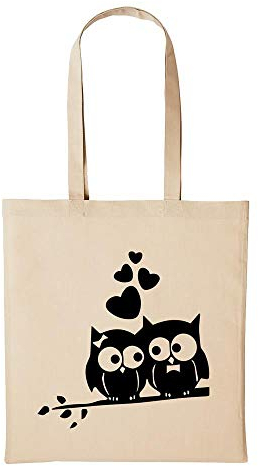 Huuraa Baumwollbeutel Eule Geschenk Einkaufstasche Natural 10 Liter Baumwolle Eule Accessoire