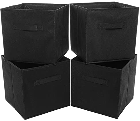 Clay Roberts Storage Cubes, Storage Boxes, Pack of 4, Black, Fabric Basket Set for Storage Units, 25cm x 25cm x 25cm, Black Baskets, Boxes, Box, Unit Cubes