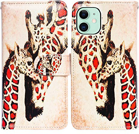 Bcov Case for iPhone 11, Giraffe Mother Baby Flip Case Wallet Leather Case Folio Cover with Credit Card Slot Holder Stand for iPhone 11