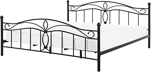 Beliani Romantisches Doppelbett Schwarz Metall mit Kopfteil Lattenrost 180x200 cm Antlia