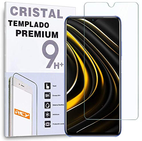 REY Protector de Pantalla para XIAOMI Poco M3, Cristal Vidrio Templado Premium