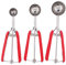 3PCS Ice Cream Scoop, Cookies Scoop Set Stainless Steel Watermelon Digger Meatball Maker with Non-Slip Handle for Kitchen Tool (red)