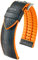 HIRSCH Uhren-Armband Andy L - Uhr-Band aus italienischem Kalbs-Leder mit Alligator-Prägung - Schwarz/Orange - 20 mm