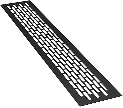 sossai® Griglia di ventilazione in alluminio - Alucratis (1 pezzo) | Rettangolare - dimensioni: 44 x 8 cm | Colore: nero | areazione