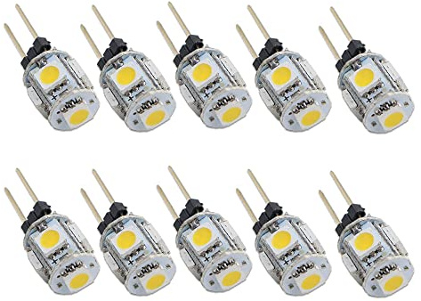 ShuoHui 10x G4 LED Halogen Replacement Bulb 5 SMD 1 Watt Warm White 12V DC 330° Bulb GU4 Lamp Socket Spotlight