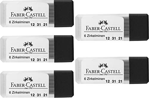 Faber-Castell 205019 - Zirkelminendose, Härtegrad H, Ersatzminen, 5 Dosen mit je 6 Minen