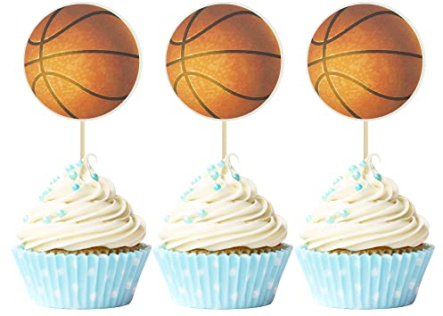 Gyufise 36 Pack Basketball Cupcake Toppers Star Sports Ball Cupcake Picks Baby Shower Basketball Sports Players Theme Birthday Party Cake Decorations Supplies