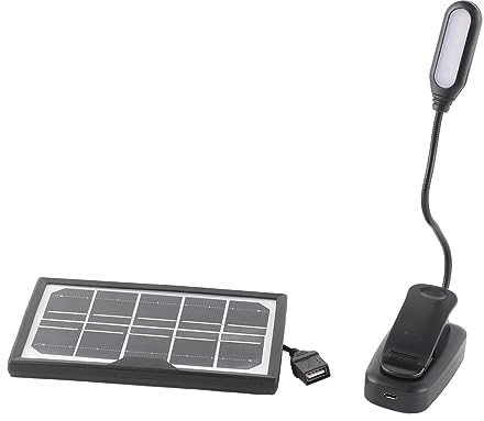 Hilitand Solar-Schreibtischlampe, Wiederaufladbare Klemmlampe, Warmes Tageslicht, Weißes Licht, Flimmerfrei, Flexible Schwanenhals-Clip-On-Buchleuchte, 5 V