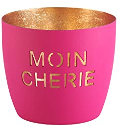 Windlicht Madras Moin Cherie Fuchsia/Gold Eisen Höhe 8,5 cm