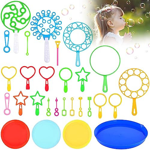 Bubble Wands Set 28Pcs Giant Bubble Wands for Kids Large Bubble Making Wand Kit for Summer Garden Games Outdoor Activity Toys