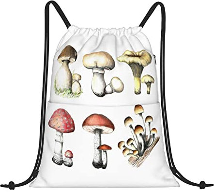 Kordelzugbeutel, handgezeichneter Pilz-Sport-Rucksack, Turn-Rucksack, Reisetasche mit Kordelzug für Männer und Frauen, wie abgebildet, Einheitsgröße, #1875