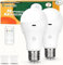 Neporal MagicGlow Rechargeable Light Bulbs with Remote, 3 Color Shift + Dimmable Battery Powered Light Bulbs, USB Rechargeable, A19 Emergency LED Light Bulb, 15W (3000-6000K, Count, 2)
