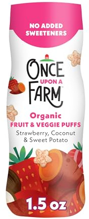 Once Upon a Farm Organic Baby Fruit & Veggie Puffs Strawberry, Coconut & Sweet Potato, 1.5oz