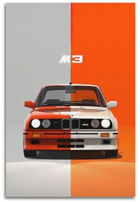 LADV Klassisches Sportwagen-Poster für E30 M3, Vintage-Rennwagen, dekoratives Gemälde, Leinwand, Wandkunstwerk, Bild, 30 x 45 cm