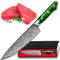 H.maker Premium Damastmesser Kochmesser - Damaststahl 20 cm Küchenmesser - 67 Schichten Damast Fleischmesser Scharfes Allzweckmesser mit Grün Ergonomischer Griff