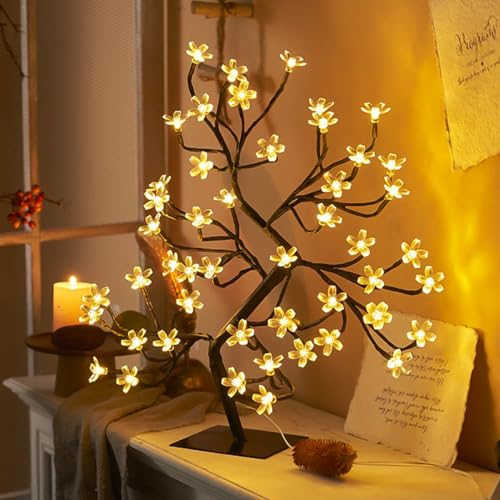 CECOMBINE LED Baum Bäumchen Blütenbaum Kirschbaum Lichterbaum Baum mit Warmweißer 60 LEDs Licht, Baum Lichter Bäumchen für Party Geburtstag Hochzeit Weihnachten Partei Innen Dekoration (Warmweiß)