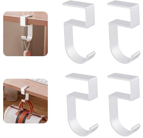 Giantree 4 ganchos de escritorio portátiles de aluminio para estudiantes y oficina, sin uñas, antideslizante, soporte para bolsa, colgador para auriculares, mochila, bolso, para placa de menos de 3 cm