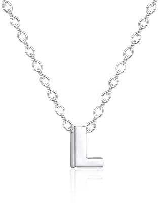 TOLOWOBK Kette Damen mit Buchstaben Silber Edelstahl Halskette A-Z Buchstabe Silberkette Damen Mädchen Personalisierte Anhänger Ketten Ostern Muttertag Geburtstag Geschenke für Mutter Tochter Frau Oma