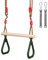Siège de balançoire en bois pour extérieur, trapèze, balançoire avec anneaux en plastique, anneaux de gymnastique, anneaux de suspension, résistant pour l'extérieur, adultes, enfants, balançoire de