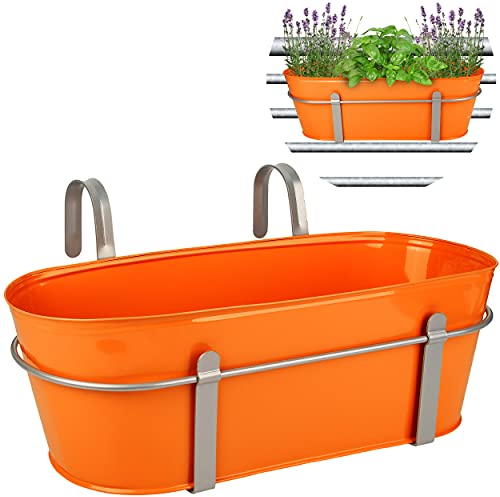 alles-meine.de GmbH Hänge - Topf/Blumentopf/Balkonkasten Farbwahl Ø 50 cm - mit Haken - Metall - orange - oval - länglich - Hängend - Aufhängen - groß - mit Henkel - Eime..