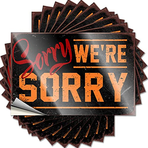 Hardhat-Sticker und Aufkleber Sorry We'Re Sorry, lustige Schilder für Zuhause, Bar, Auto, Aufkleber (8 x 12 cm), 10 Stück