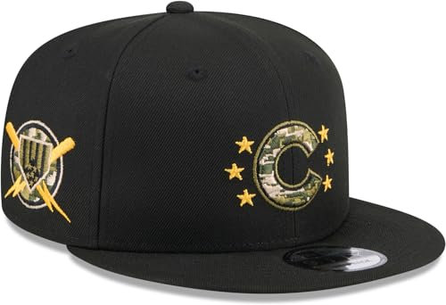 New Era Armed Forces Day 2024 9Fifty Black MLB Team Snapback Cap, Schwarz - Chicago Cubs, Einheitsgröße