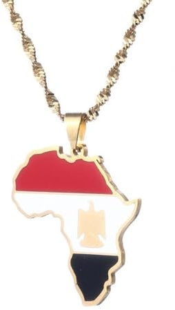 Everyiod Halskette Mit Anhänger Mit Ägyptischer Flagge Und Karte, Ägypten-Halskette, Unisex-Anhänger, Schmuck, Party- Und Kleiderzubehör, Hip-Hop-Pulloverkette Im Ethnischen Stil, Gelb, 50 Cm