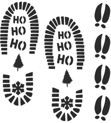 Weihnachten Weihnachtsmann Fußabdruck,3 Stücke Weihnachtsmann Fußabdrücke Schablone,Wiederverwendbare Weihnachtsmann Stiefel Drucke Rentier Elf Fußabdruck Schablone Feiertag Schablonen