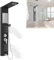 YRHome 5-in-1 Duschpaneel Edelstahl Duschsystem Duscharmatur Regendusche mit Regenduschfunktion, Aufbewahrungsfach, Zwei-in-Eins Duschkopf, flexible Handbrause & Massagefunktionen Schwarz
