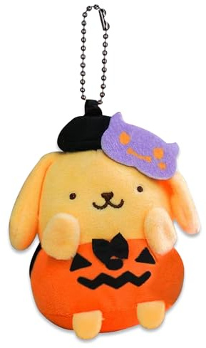 Roffatide Cartoon Pompom Purin Geist Plüsch Charm Schlüsselanhänger Geschenke für Frauen Halloween Perfekte Halloween Schlüsselanhänger für Mädchen Jungen Cool Stuff Lustige Geschenke für Ihn Sie