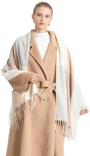 Miss Lulu Damen Schal Kariert übergroßer Quadratisch Deckenschal Winterschal Karo Tartan Streifen Plaid Muster Oversized Fransen Poncho