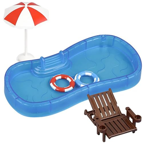 Lot de 5 décorations de piscine miniatures - Maison de poupée - Décoration de plage - Bouées de natation miniatures - Pour paysage de piscine, plage, micro-paysage - Décoration miniature en verre à