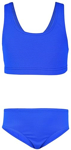Aquarti Mädchen Sport Bikini Racerback Bustier & Bikinislip, Farbe: Jacquard Punkte Kornblumenblau, Größe: 140