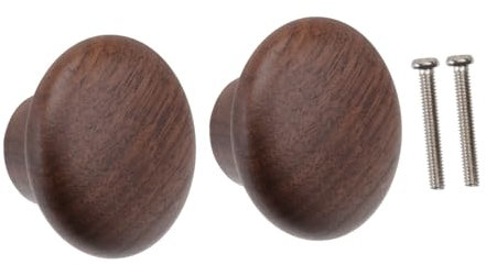 LOORGVEL 2Pcs Single Hole Knobs Natural Walnut Wardrobe Pull Knobs Door Handles for Cabinet and Wood Handle