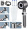 Shower Head with High Pressure,with 15 Stage Filter,1.5M Shower Hose and Shower Stand,4 Spray Jet Modes, Filtered Showerhead Remove Chlorine, Massage Shower Heads with ON/Off Switch (Grey)