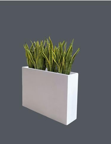 Jardinera Rectangular Alta, 100 x 25 x 70 cm, Color Marfil, Divisor de Espacios, ideale para Interior y Exterior