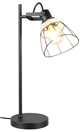 Reality Leuchten Tischleuchte Jerome R56231032, Metall Schwarz matt, Schirm Rattangeflecht naturbelassen, exkl. 1x E27 |