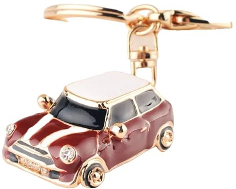 VW Coccinelle Porte-clés vintage avec pendentif de voiture, Rouge bordeaux, S