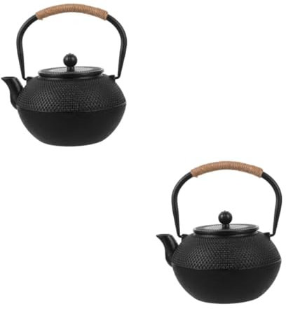 GLEAVI 2pcs Large Capacity Japanese Tea Kettle Infuser Cast Iron Tea Pot Stovetop Safe Strainer