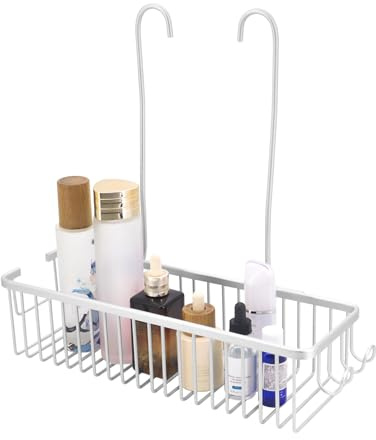 Shower Caddy Hanging Organiser Storage,Shower Basket with Hooks (Silver)