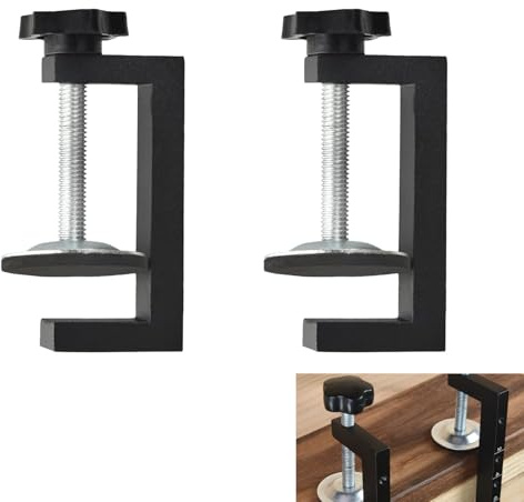 2 Pcs G Clamps for Woodworking, Adjustable Screw Aluminum Mini Clamps for Table and Desk, Wood Clamps Quick Grip for Carpentry, Furniture Making, DIY Projects (Black)