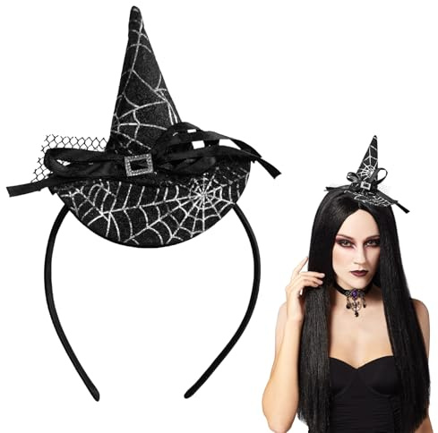 MAOSHYMS Hexenhut Haarreif,Halloween Hexenhut Stirnband,Halloween Stirnband Kinder Damen Kopfbedeckung, für Halloween Dekoration Cosplay Kostüm