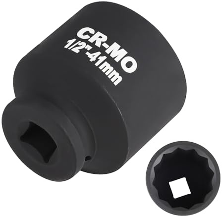 MIGUBIGU 41mm Douille, Douilles à Choc 1/2’’, Douille à Choc 12 Pans, Jeu de Douilles à Chocs En Acier Au Chrome Vanadium