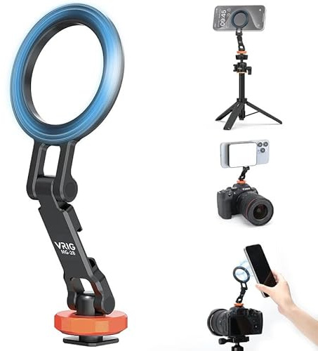 VIDIFY Magnetic Phone Camera Mount For DSLR Cameras with Cold Shoe Tripod Adapter for iPhone 17/16/15/14/ Dual-Axis Adjustable Mount with 1/4” Screw & Magnetic Ring for Vlogging & Filmmaking
